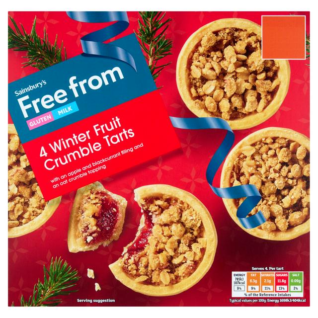 Sainsbury's Free From 4 x Winter Fruit Crumble Tarts 185g - gallery image 1