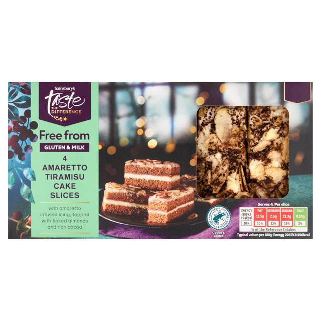 Sainsbury's Free From 4 x Amaretto Tiramisu Cake Slices 158g - gallery image 1