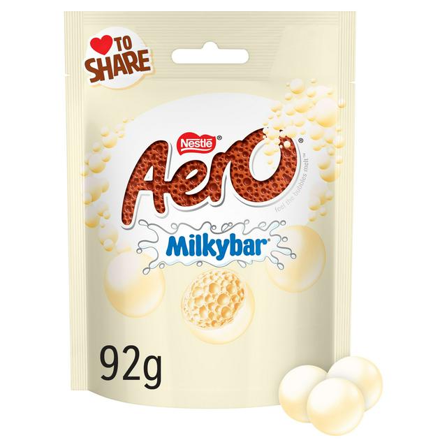 Aero Bubbles 92g Milkybar White Chocolate Sharing Bag - gallery image 1