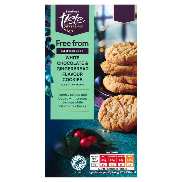 Sainsbury's Free From 150g White Chocolate & Gingerbread Cookies Biscuit - gallery image 1