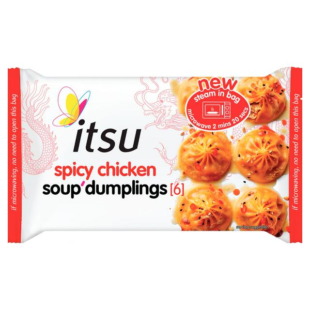 トップス siiilon University foodie 23aw itsu 168 Spicy Chicken Soup Dumplings | Sainsbury's
