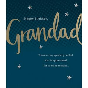 Carlton Just For You Grandad Happy Birthday Gold Lettering with Stars Design Greeting Card