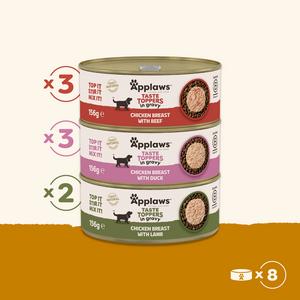 Applaws Taste Toppers 8 x 156g Chicken Selection in Gravy Natural Wet Dog Food Tins - gallery image 3
