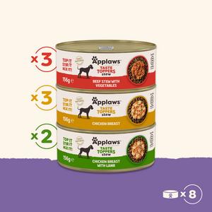 Applaws Taste Toppers 8 x 156g Food Variety Selection in Stew Natural Wet Dog Food Tins - gallery image 3