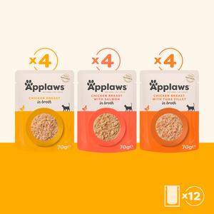 Applaws 12 x 70g Natural Chicken Selection In Broth Pouches Wet Cat Food - gallery image 2
