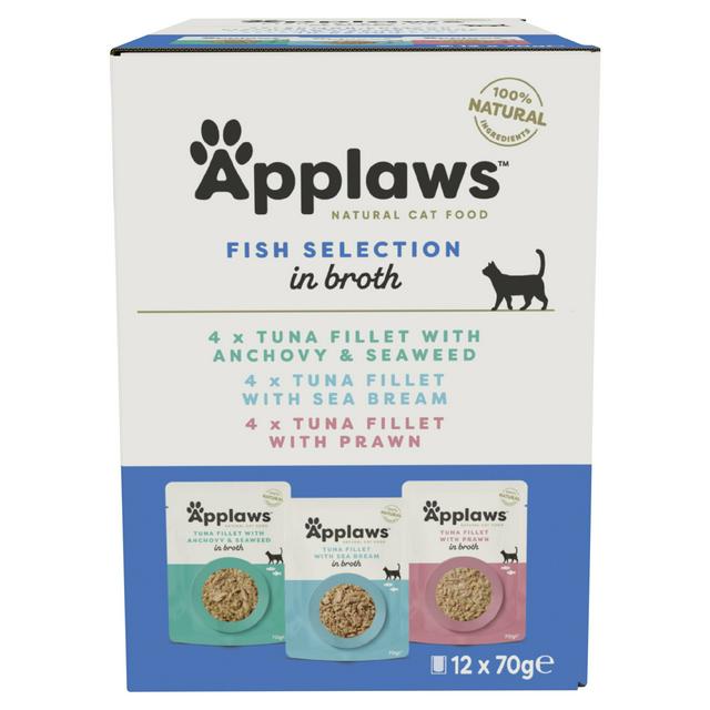 Applaws 12 x 70g Fish Selection in Broth Natural Wet Cat Food Pouches - gallery image 1
