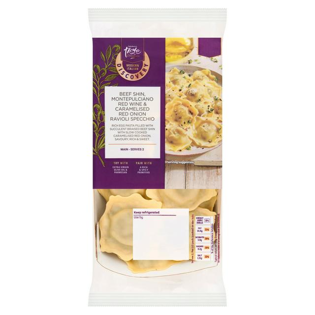 Sainsbury's Discovery 250g Beef Shin, Montepulciano Wine & Red Onion Ravioli Specchio, Taste the Difference - gallery image 1