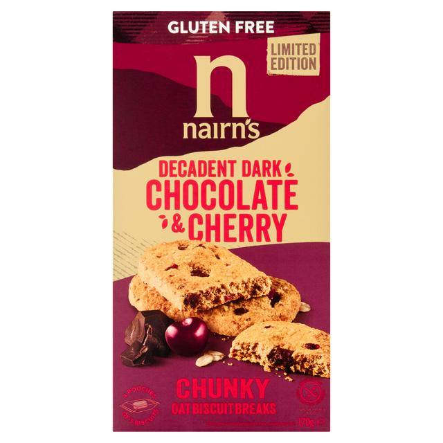 Nairn's 170g Decadent Dark Chocolate & Cherry Chunky Oat Biscuit Breaks - gallery image 1