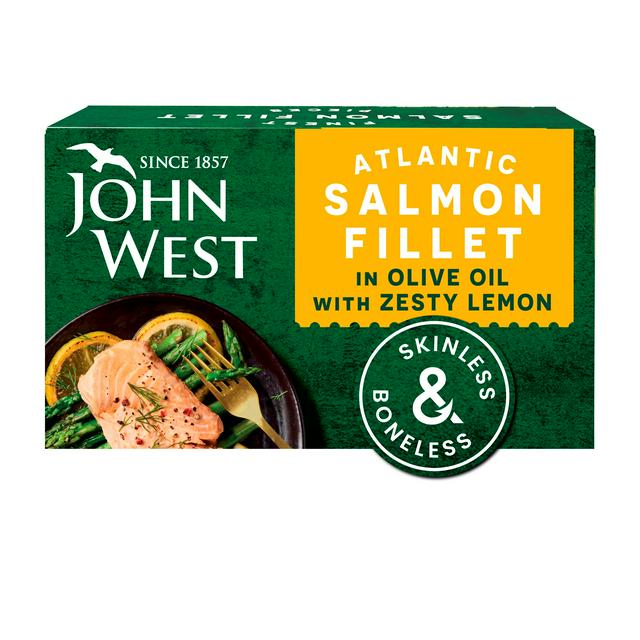 John West 115g Atlantic Salmon Fillet in Olive Oil with Zesty Lemon - gallery image 1
