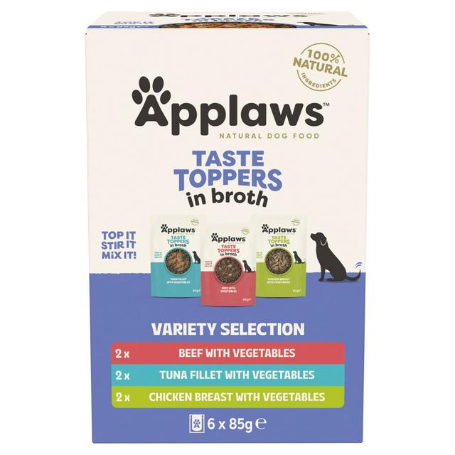 Applaws Taste Toppers 6 x 85g Variety Selection in Broth Natural Wet Dog Food Pouches - gallery image 1