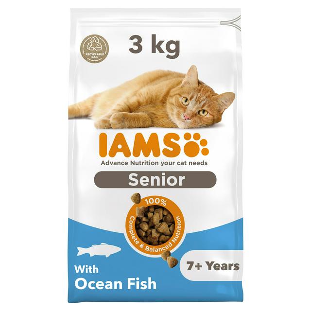 IAMS 3kg Advanced Nutrition 7+ Years Dry Cat Food with Ocean Fish - gallery image 1