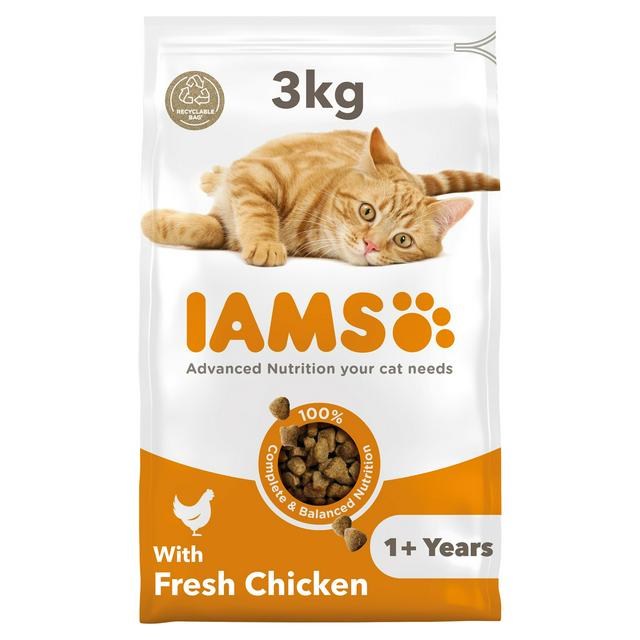 IAMS 3kg Advanced Nutrition 1+ Years Dry Cat Food with Fresh Chicken - gallery image 1