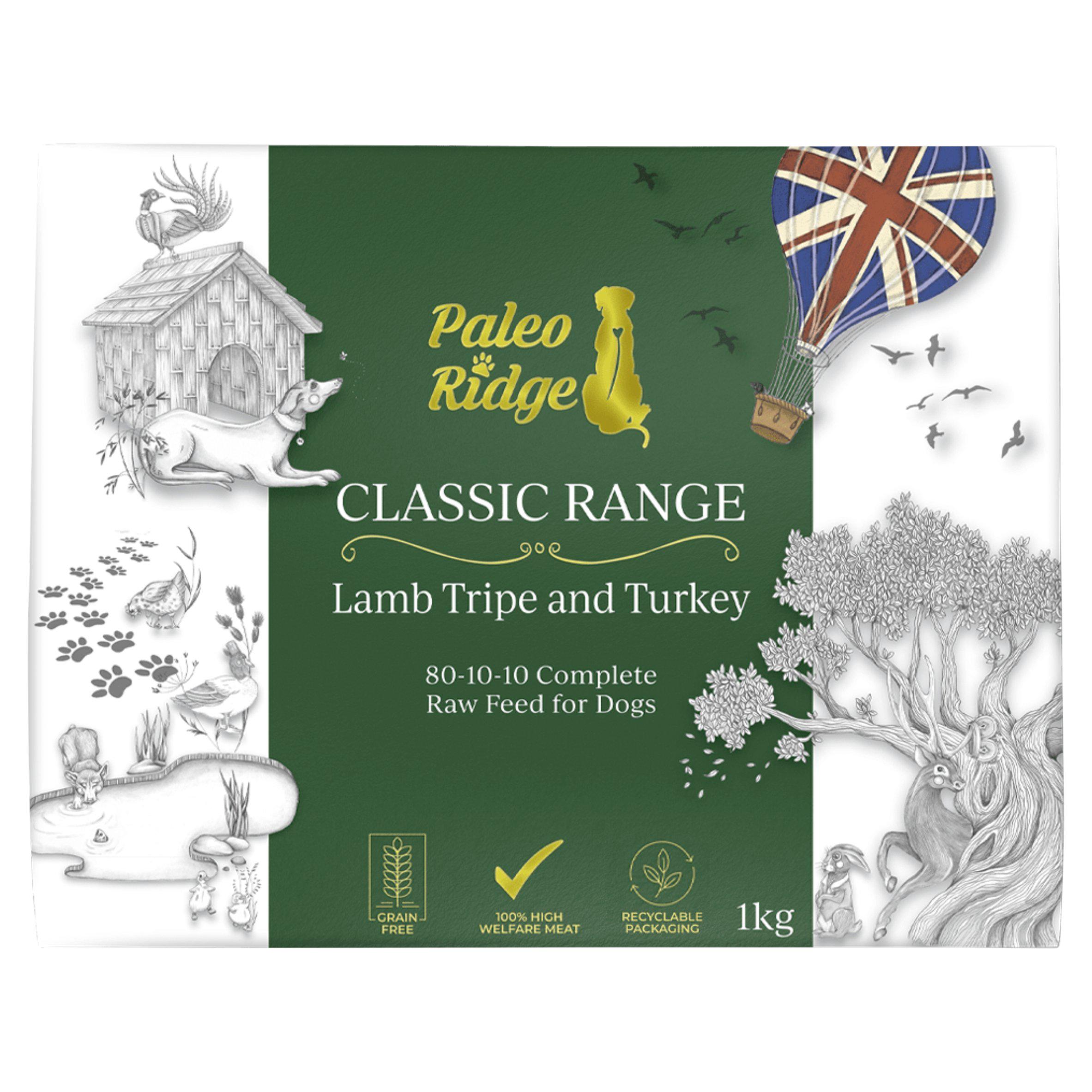 Paleo Ridge 1kg Classic Range Lamb Tripe & Turkey Dog Food