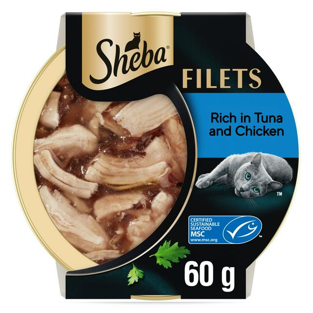 Sheba Filets 60g Adult Wet Cat Food with Chicken & Tuna in Gravy Tray - gallery image 1