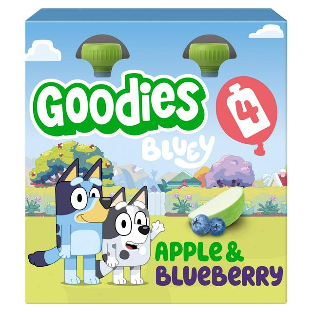 Goodies Bluey 4 x 100g Apple & Blueberry Smoothie Fruit Pouch Multipack Kids Snack - gallery image 1