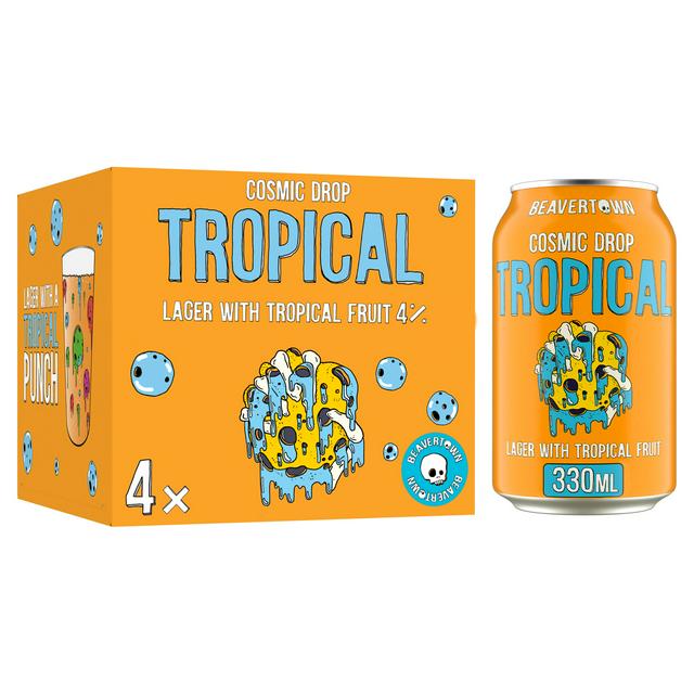 Beavertown 4 x 330ml Cosmic Drop Lager with Tropical Fruit - gallery image 1