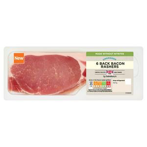 Sainsbury's 6 Back Bacon Rashers Unsmoked 200g