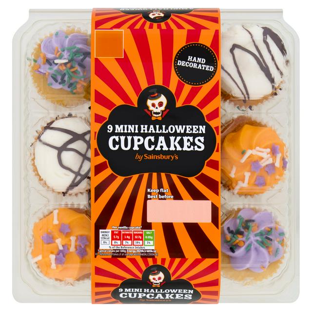 Sainsbury's 9 x Mini Halloween Cupcakes 214g - gallery image 1