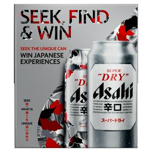 Asahi 4 x 440ml Super Dry Lager Beer Cans