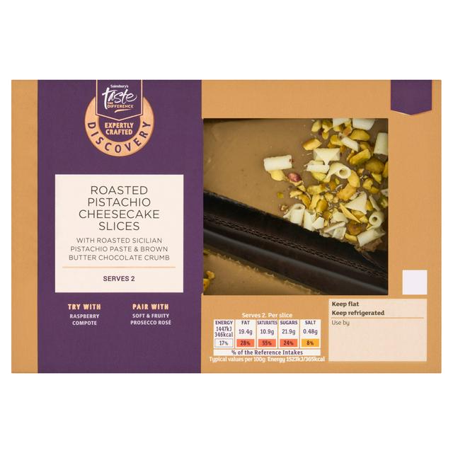Sainsbury's Discovery 2 x 95g Roasted Pistachio Cheesecake Slices, Taste the Difference - gallery image 1