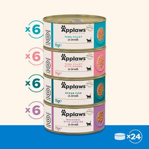 Applaws 24 x 70g Fish Selection in Broth Tins Natural Wet Cat Food - gallery image 4