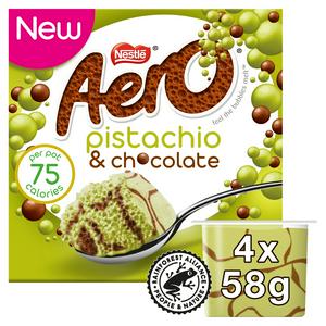 Aero 4 x 58g Pistachio & Chocolate Bubbly Mousse