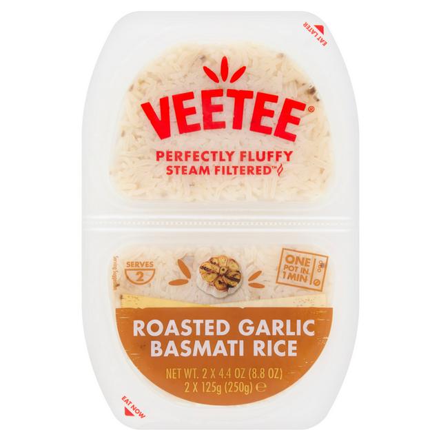 Veetee Perfectly Steam Filtered 2 x 125g Roasted Garlic Basmati Rice - gallery image 1