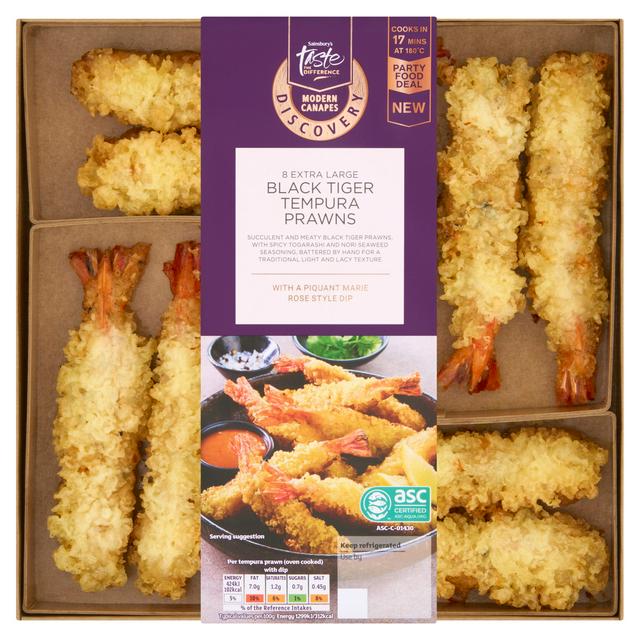 Sainsbury's Discovery 242g Tempura Black Tiger Prawn, Taste the Difference - gallery image 1