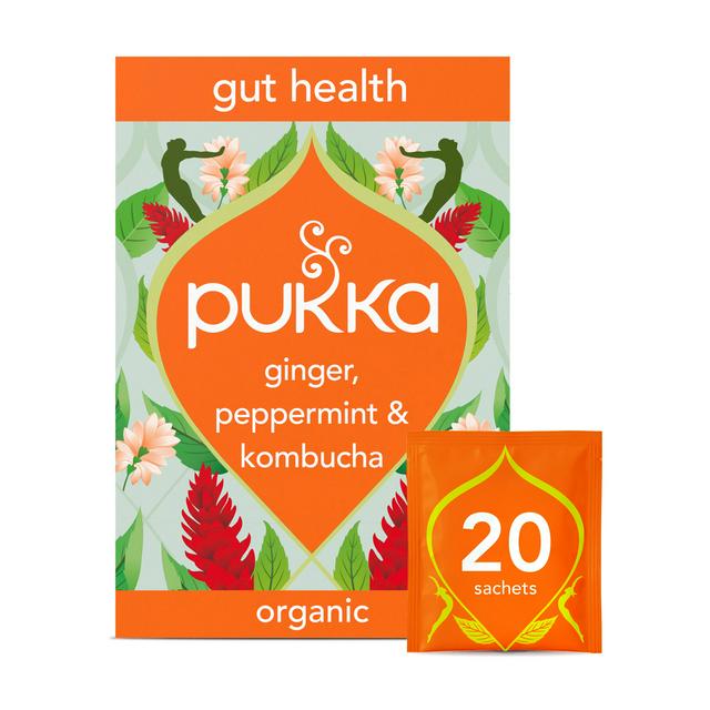 Pukka 20 x Organic Gut Health Ginger, Mint & Kombucha Herbal Tea Bags - gallery image 1