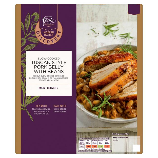 Sainsbury's Discovery 688g Slow Cooked Tuscan Style Pork Belly with Beans, Taste the Difference - gallery image 1