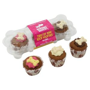 The Barking Bakery 38g Trio of Mini Iced Woofins with Carob Dog Treats