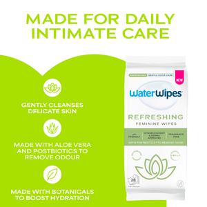 WaterWipes 28 x Refreshing Fragrance Free Feminine Wipes - gallery image 2