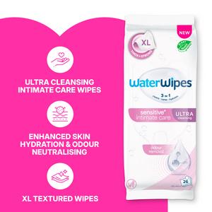 WaterWipes 26 x Sensitive Intimate Care Ultra Incontinence Wipes - gallery image 2