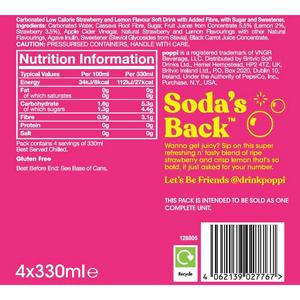 Poppi 4 x 330ml Strawberry Lemon Soda Cans - gallery image 4