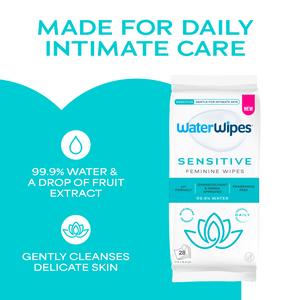 WaterWipes 28 x Sensitive Fragrance Free Feminine Wipes - gallery image 2
