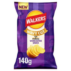 Walkers Wavy Cut 140g Worcester Sauce Ridged Sharing Crisps