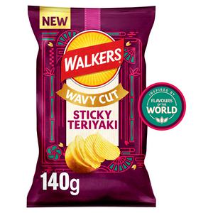 Walkers Wavy Cut 140g Sticky Teriyaki Ridged Sharing Crisps