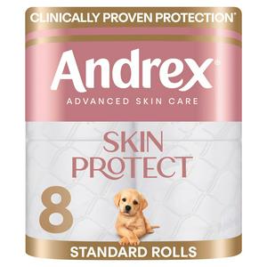 Andrex Skin Protect 8 x Standard Toilet Tissue Rolls