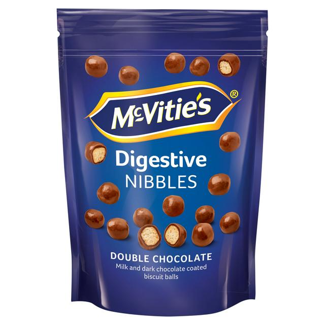 McVitie's Digestives Nibbles 80g Milk & Dark Chocolate Coated Double Chocolate Biscuit Balls - gallery image 1