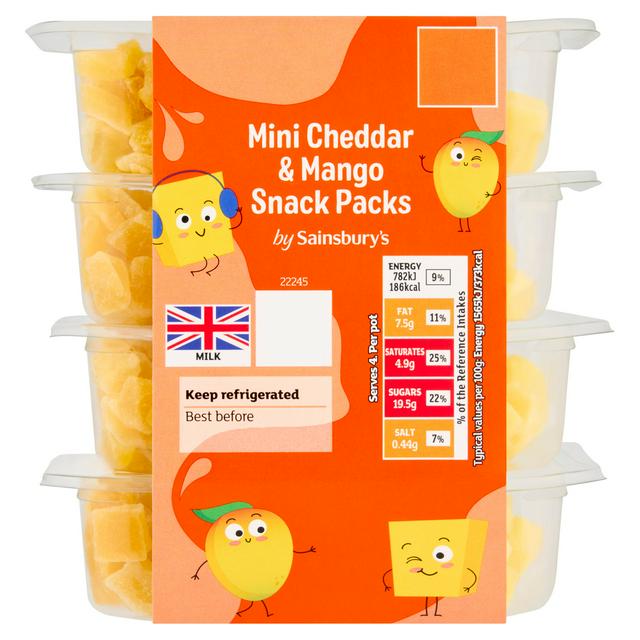 Sainsbury's 4 x 50g Mini Cheddar & Mango Snack Packs - gallery image 1