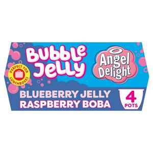 Angel Delight 4 x Blueberry Jelly & Raspberry Boba Bubble Jelly Dessert Snack Pot