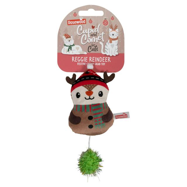 Rosewood Cupid & Comet Reggie Reindeer Festive Catnip Grab Cat Toy - gallery image 1