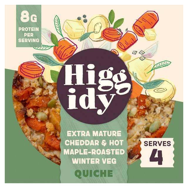 Higgidy 400g Extra Mature Cheddar & Hot Maple Roasted Winter Veg Quiche - gallery image 1