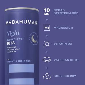 Medahuman 4 x 250ml Still Cherry & Hibiscus Night 10mg CBD Drink - gallery image 2