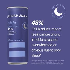 Medahuman 4 x 250ml Still Cherry & Hibiscus Night 10mg CBD Drink - gallery image 3