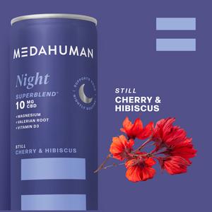 Medahuman 4 x 250ml Still Cherry & Hibiscus Night 10mg CBD Drink - gallery image 5