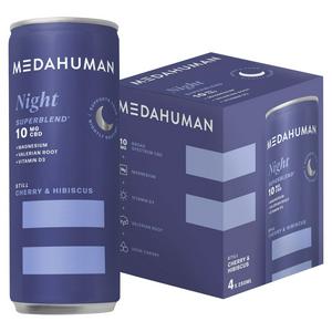 Medahuman 4 x 250ml Still Cherry & Hibiscus Night 10mg CBD Drink