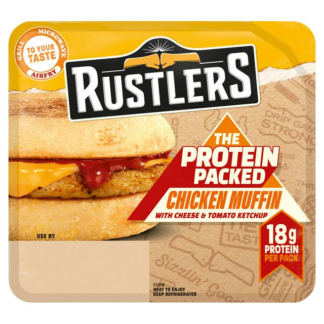 Rustlers 154g The Protein Packed Chicken Muffin with Cheese & Tomato Ketchup - gallery image 1
