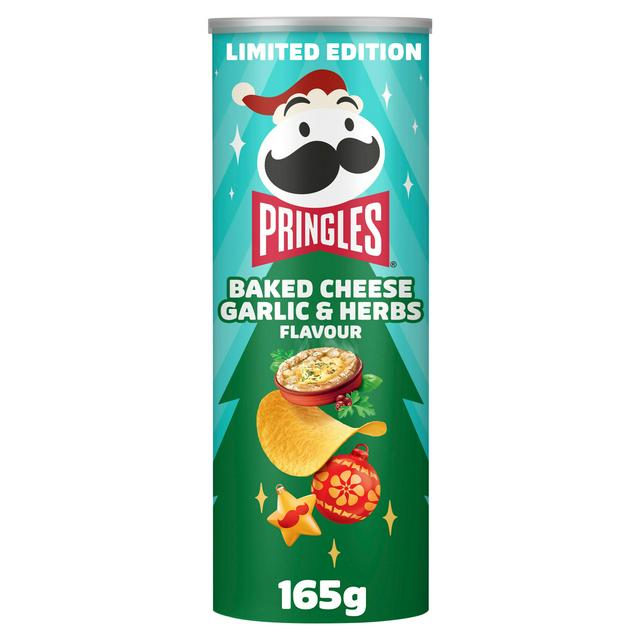 Pringles Baked 165g Cheese Garlic & Herbs Flavour Sharing Crisps - gallery image 1