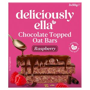 Deliciously Ella Chocolate Topped Raspberry Oat Bar Multipack 3 X 50G Bars